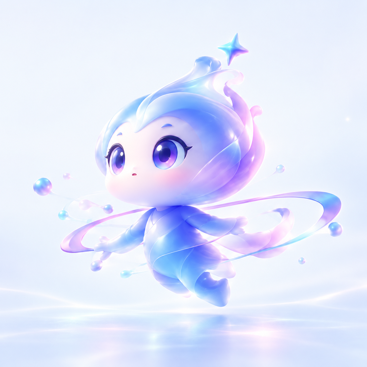 小涌品牌角色：蓝紫色精灵在人才信号星环中闪耀涌现